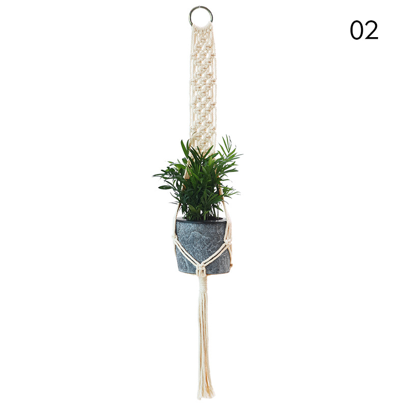 Woven Pattern Flower Pot Net Pocket Cross-Border Plant Flower Pot Hanging Basket Net Pocket Hand-Woven Creative Flower Pot Net Pocket