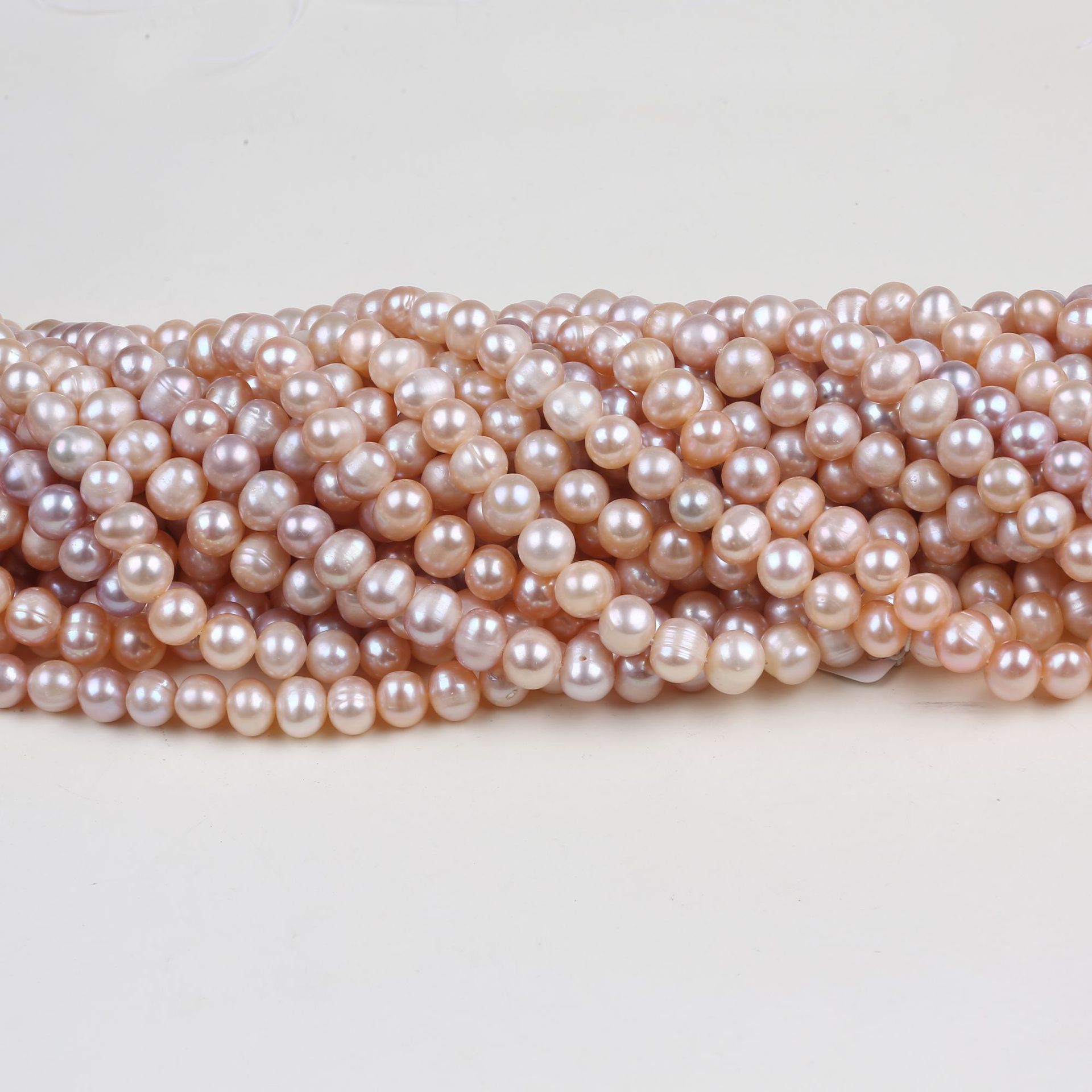 9-10mm天然淡水珍珠串 diy配饰配件 天然粉色紫色 土豆珠