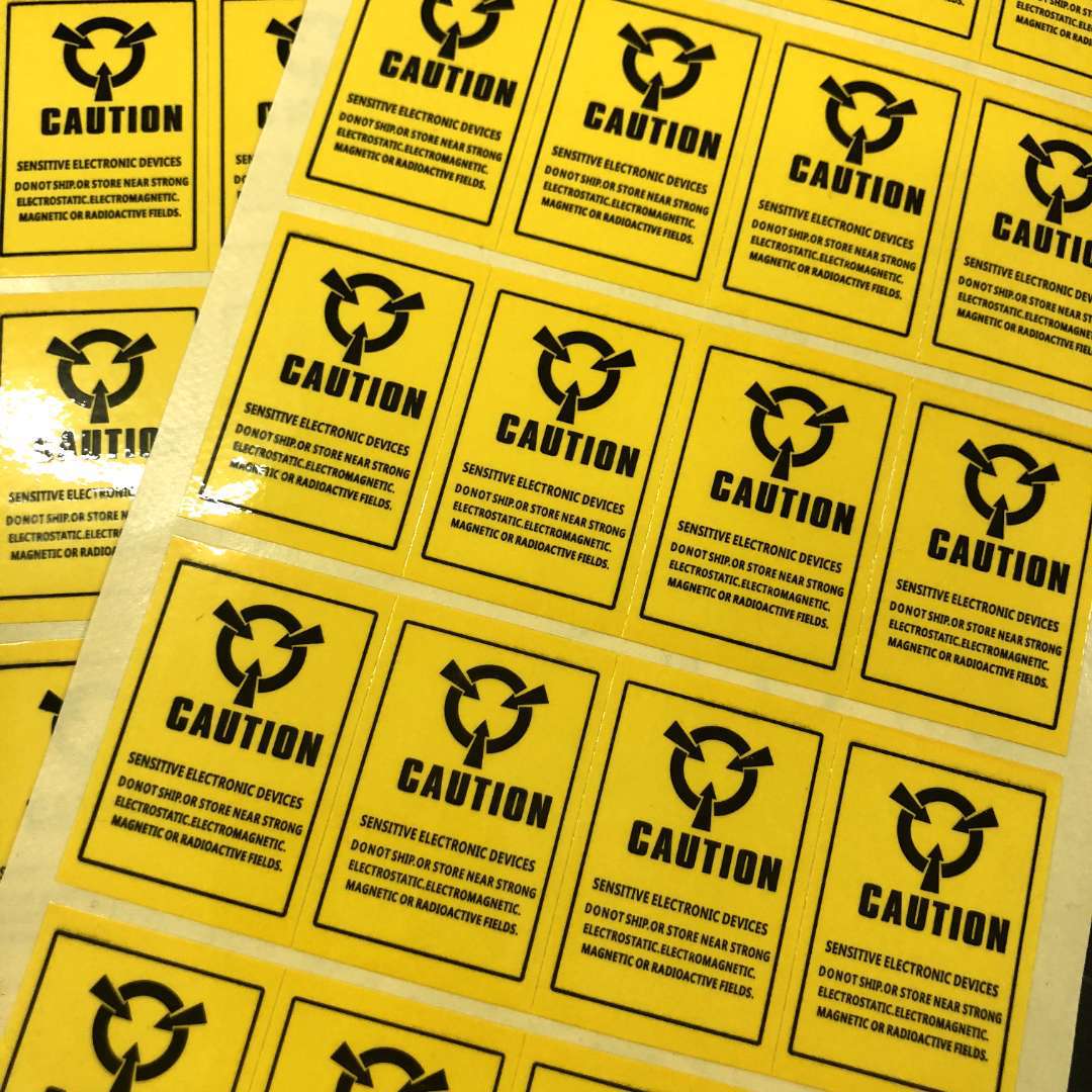 现货防静电标贴黄色警示标签防静电标识不干胶贴纸印刷商标