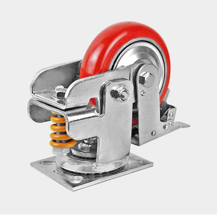 众诚重型4寸5寸6寸8寸镀锌弹簧减震脚轮牵引车万向轮避震轮子轱辘