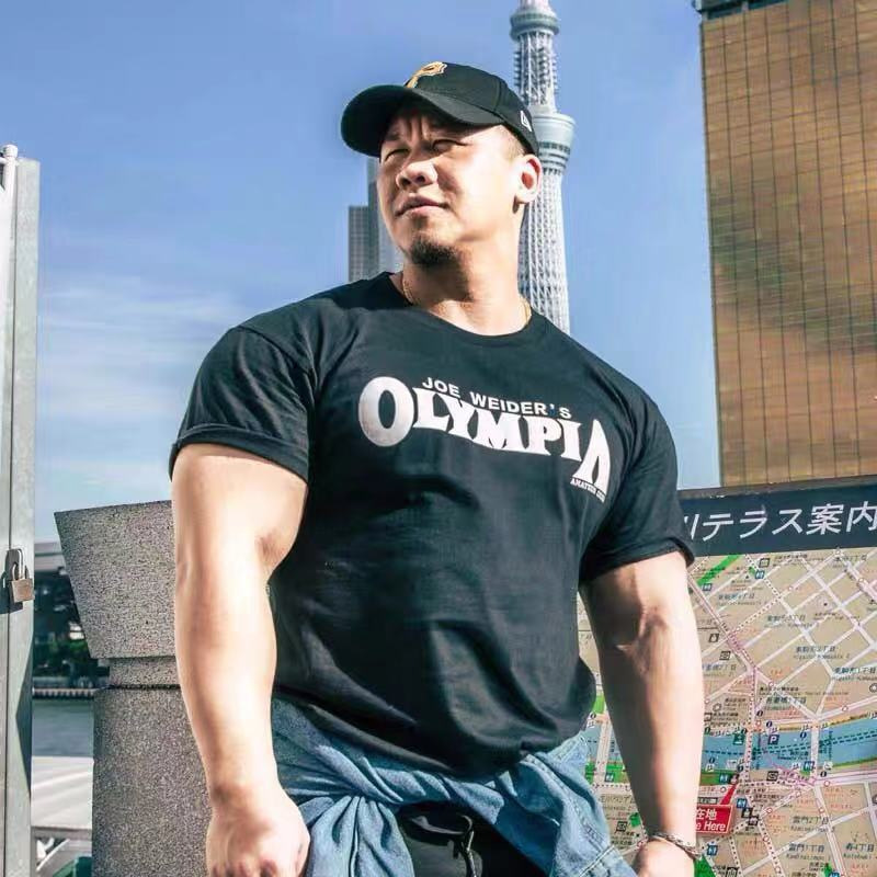 陈康同款健身健美运动短袖中国奥赛t恤男透气弹力休闲半袖衫代发