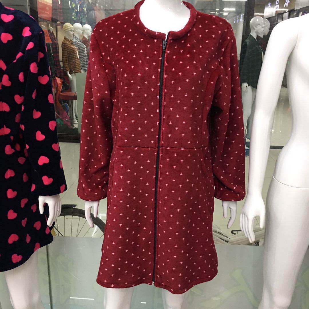 秋冬季成人法兰绒罩衣围裙护衣韩版拉链长袖加厚保暖防污厂家直销