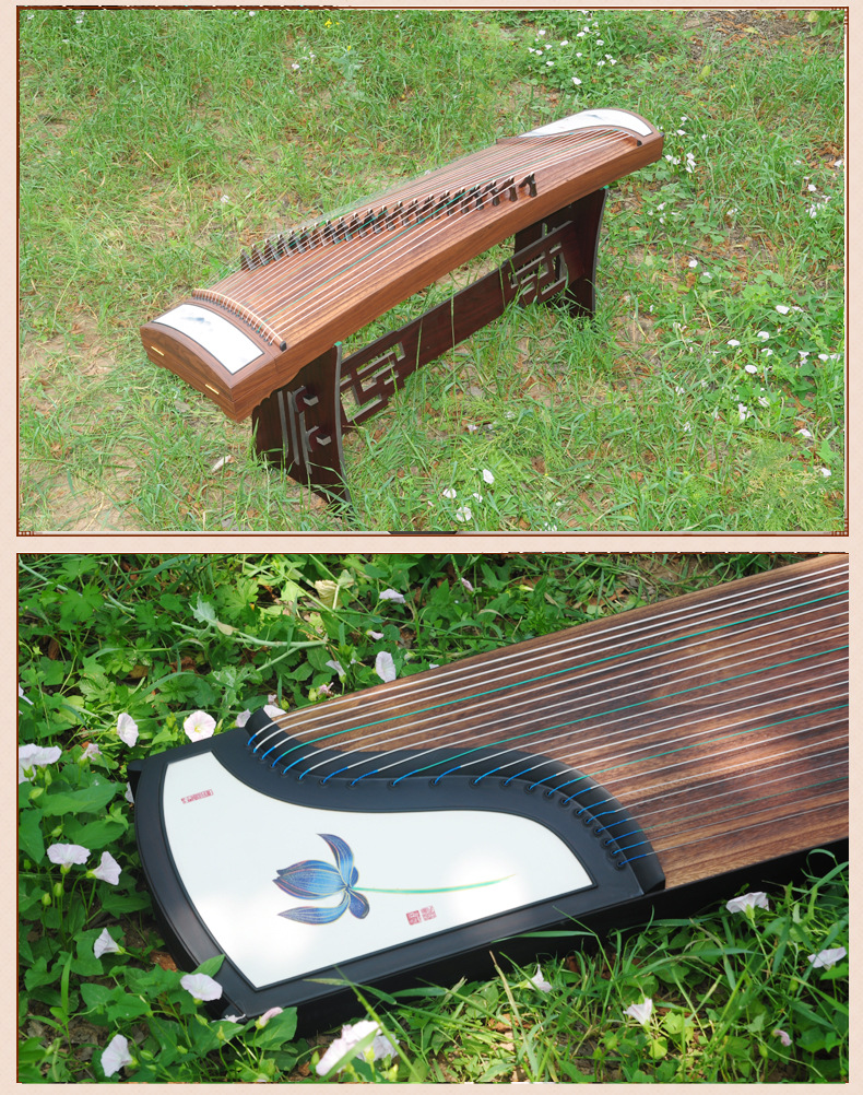 厂家直销黄河风考级古筝 实木古筝 黑檀木古筝3d漆画古筝多图混批