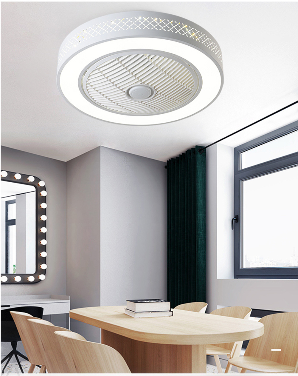 吸顶吊扇灯餐厅电风扇灯扇家用两用客厅掉吊灯吊顶一体隐藏式电灯