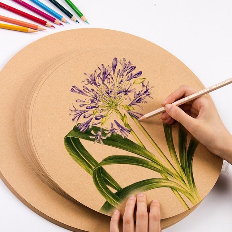 彩色圆形牛皮纸绘画彩卡纸素描彩铅手绘纸圆形白卡纸黑卡纸牛卡纸