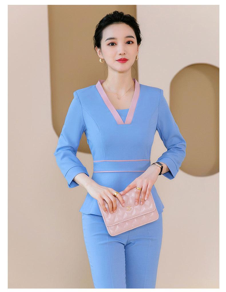 美容院工作服女美容师套裤子时尚气质养生馆足浴技师服装工衣弹力