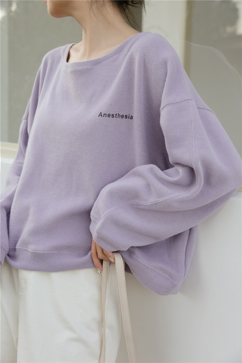 ins卫衣女2020秋冬新款韩版学院风百搭字母宽松长袖短款圆领上衣