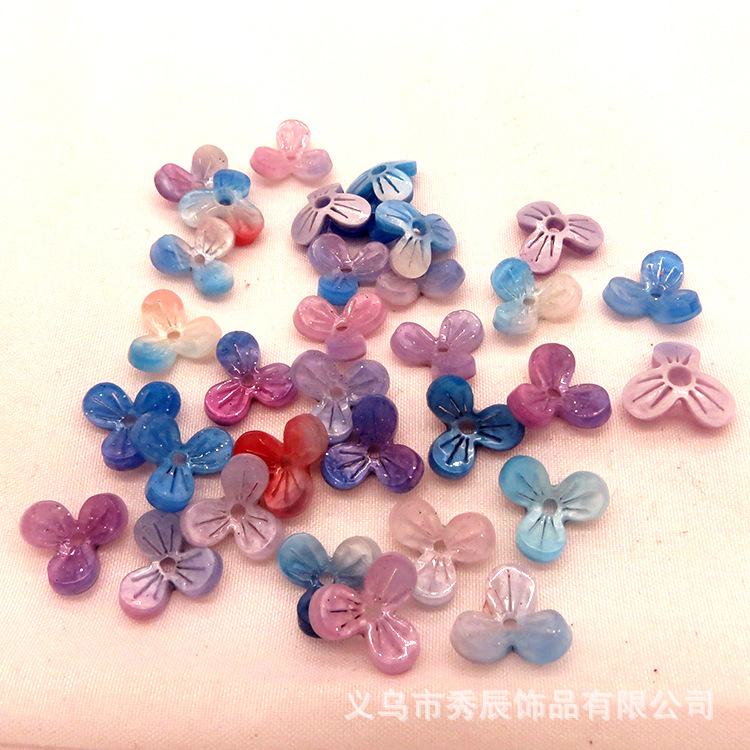 DIY Antiquity Hair Clasp Headdress Jewelry Accessories Materials Acetic Acid Imitation Shell Three Petals 12mm Three-Dimensional