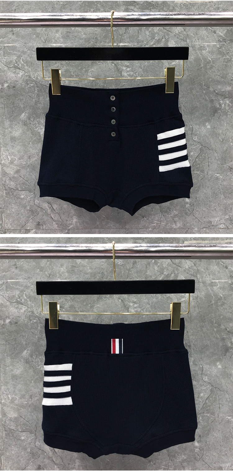 东莞品牌代工厂直营tb短裤女夏新款高腰休闲修身性感华夫格超短裤