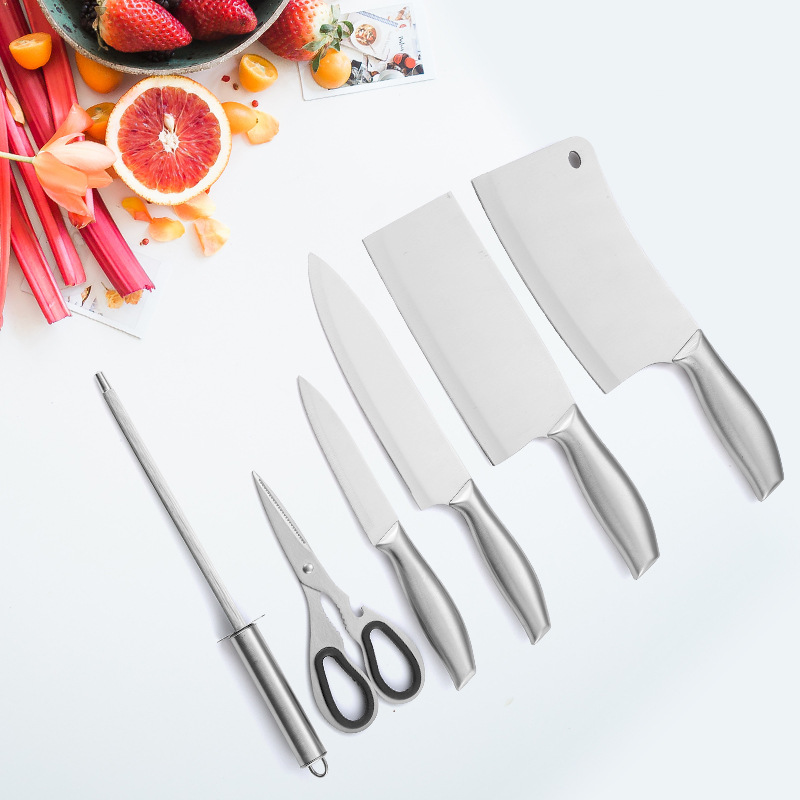 Acrylic Knife Rack Full Steel Handle Seven-Piece Kitchen Knife Kitchen Knife Household Knife Set Gift Knife Set in Stock