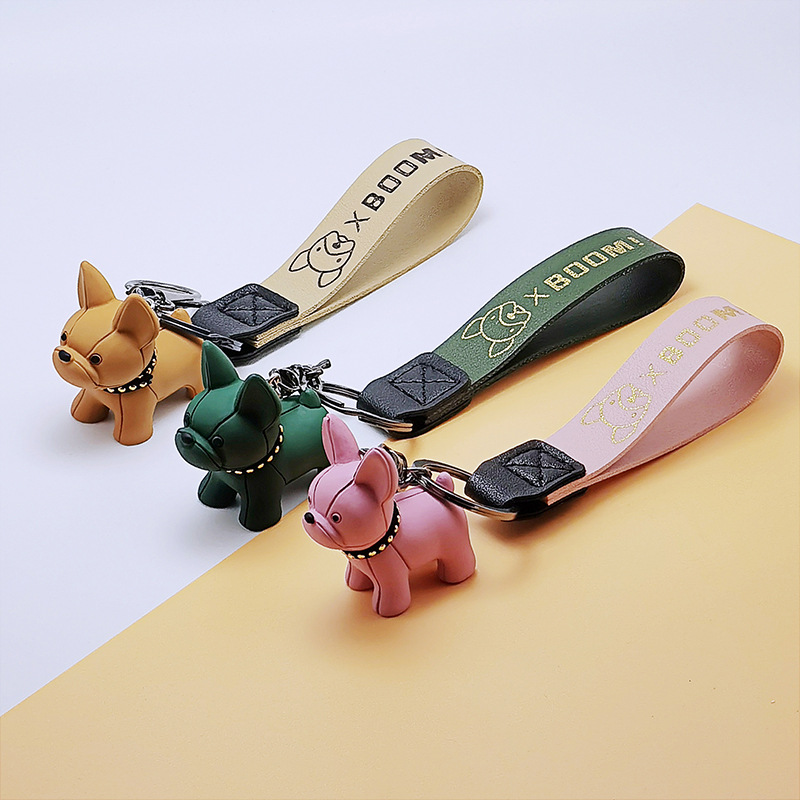 Internet Celebrity Ins Jarre Aero Bull Puppy Key Chain Wholesale Creative Cartoon Bulldog Car Key Chain Ring Cute Female Pendant