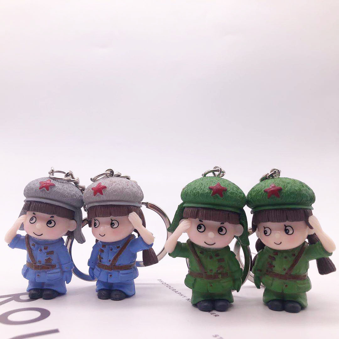 创意pvc军旅情侣敬礼小兵钥匙扣红军旅游基地旅游纪念品包包挂件