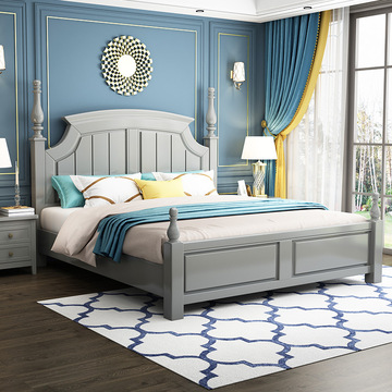 美式床轻奢实木床双人床现代简约1.8米1.5米简欧式公主床主卧婚床