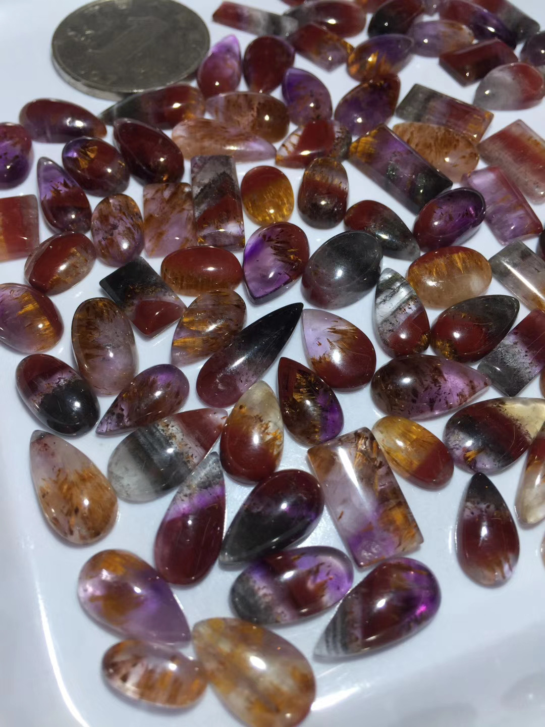 天然水晶极光23裸石水滴吊坠配饰 晶体通透 女生饰品