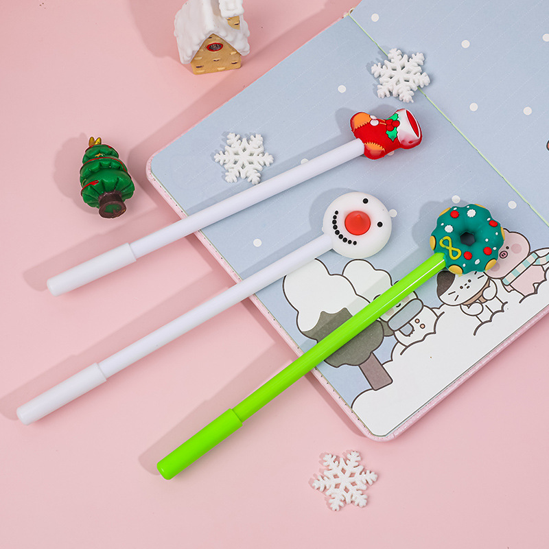M Cartoon Christmas Pen Student Holiday Gift Signature Pen Creative Santa Snowman Black Gel Pen Wholesale