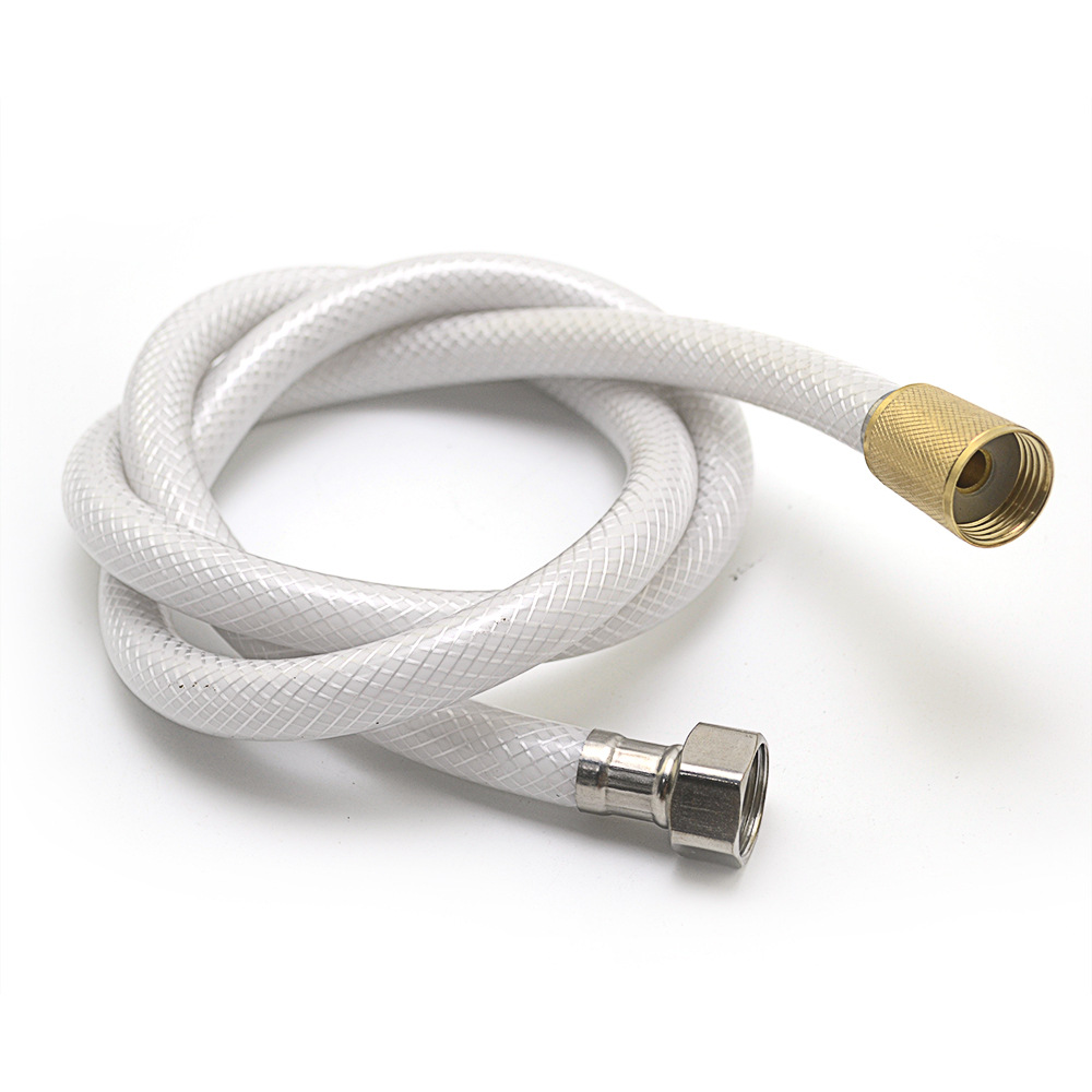 高展 外贸定制 白色网格淋浴管 铜接头 白色花洒软管 1.5m 200g