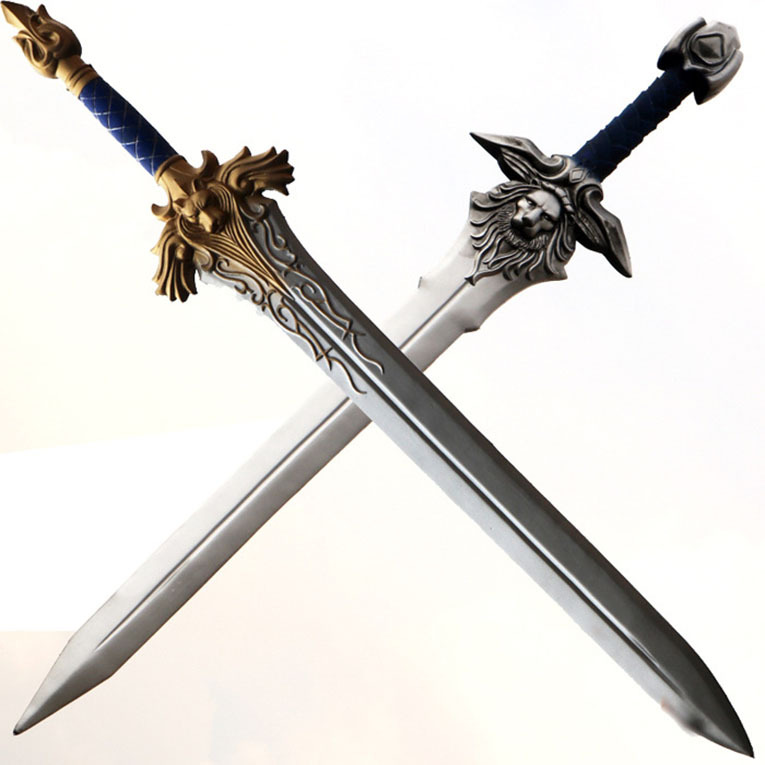 魔兽部落联盟霜之哀伤剑 橡胶道具金狮子剑羊头盾牌pu刀剑武器