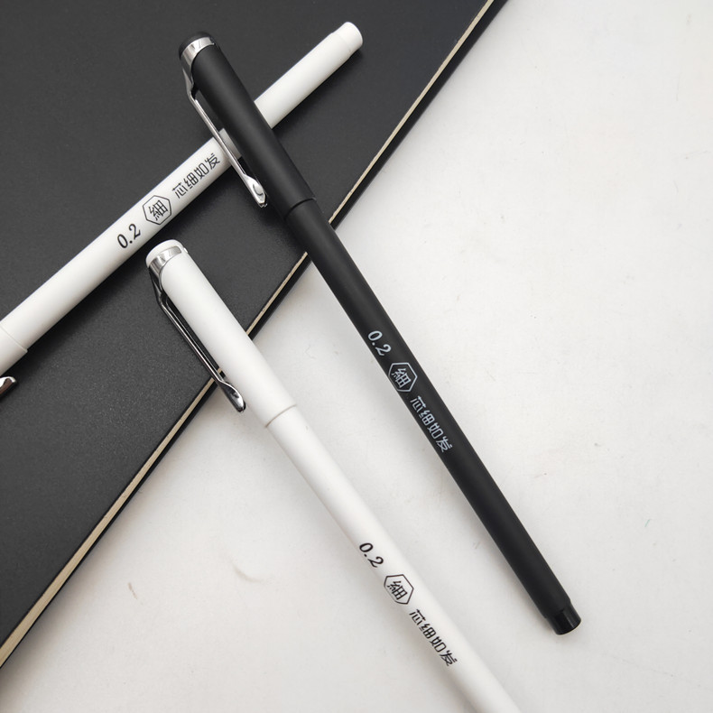 天卓0.2全针管特细学生中性笔财务会计专用办公记账黑色水笔32320