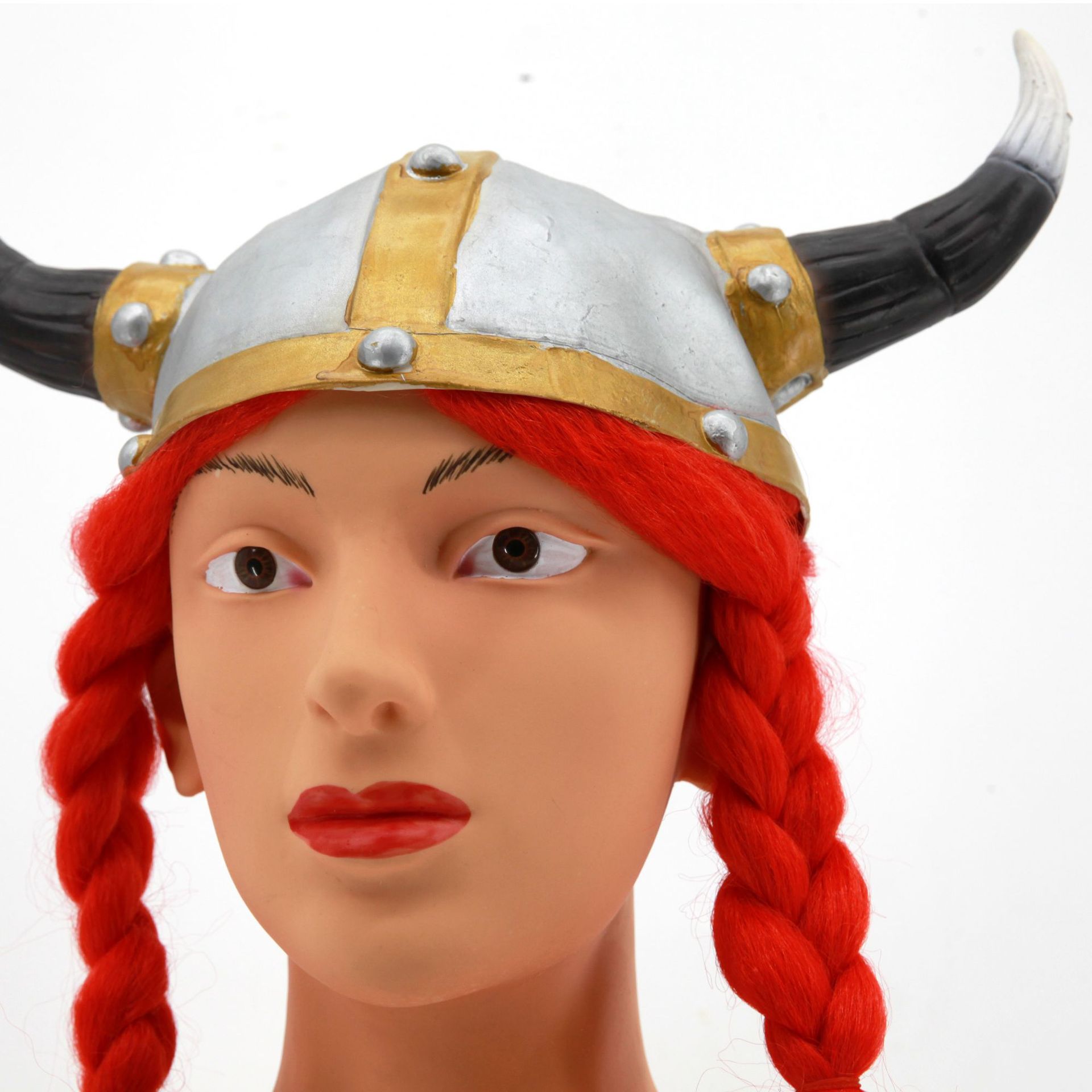 万圣节红发牛头牛角面具cosplay圣诞装饰道具乳胶头套面具假发