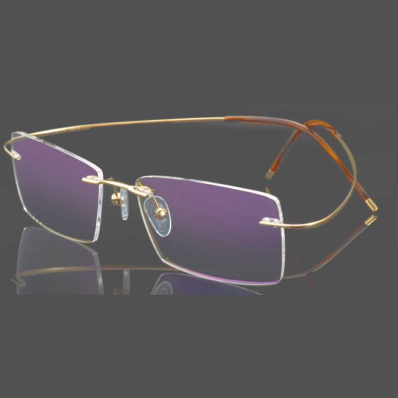 18k金眼镜框时尚个人定制无框纯金眼镜架 j1001