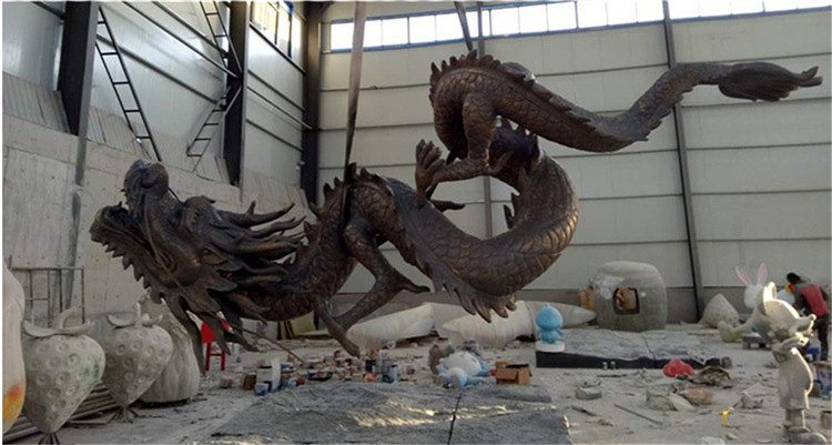 铸铜龙柱雕塑 园林景观盘龙铜像 广场大型飞龙雕塑 黄铜盘龙铜像