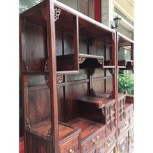 老挝大红酸枝交趾黄檀全实木仿古精雕两件套储物柜古董架红木家具
