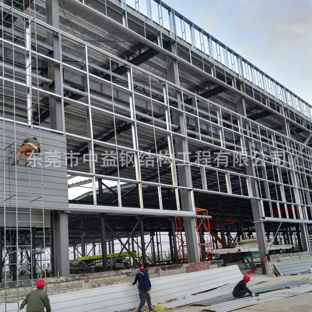 钢结构墙面横板工程夹芯板彩钢瓦钢结构墙面骨架及维护工程