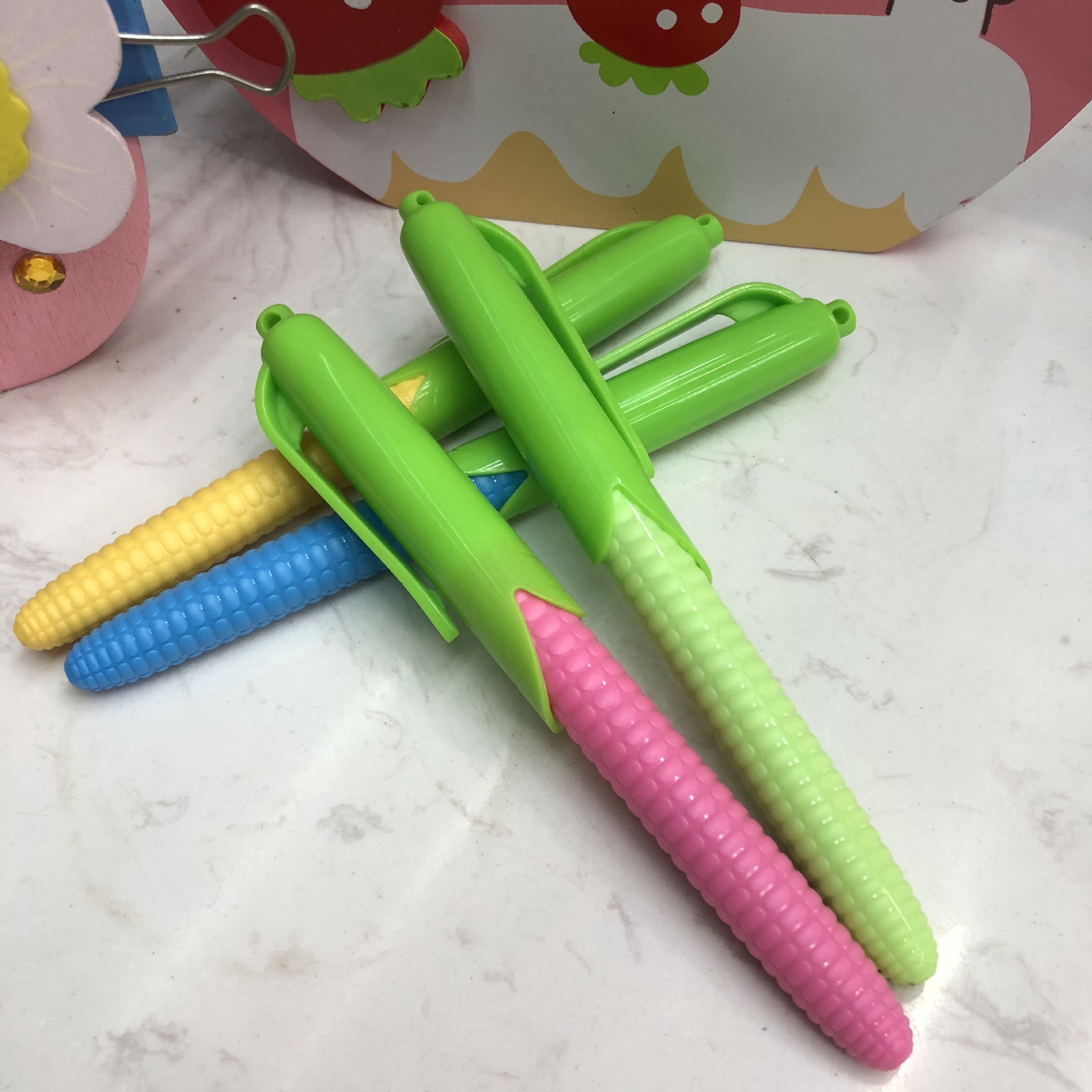 米尔帅散装玉米钢笔 可换墨囊钢笔内带吸墨器 小学生钢笔可爱风