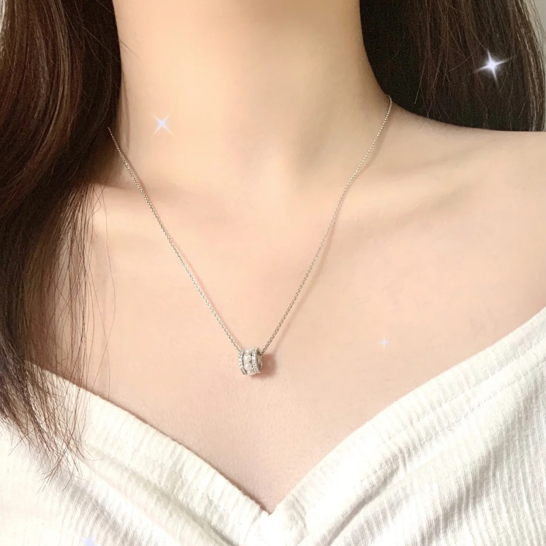 a家a.apm小蛮腰珍珠项链女 925银镶钻法式锁骨链送女友礼物毛衣链