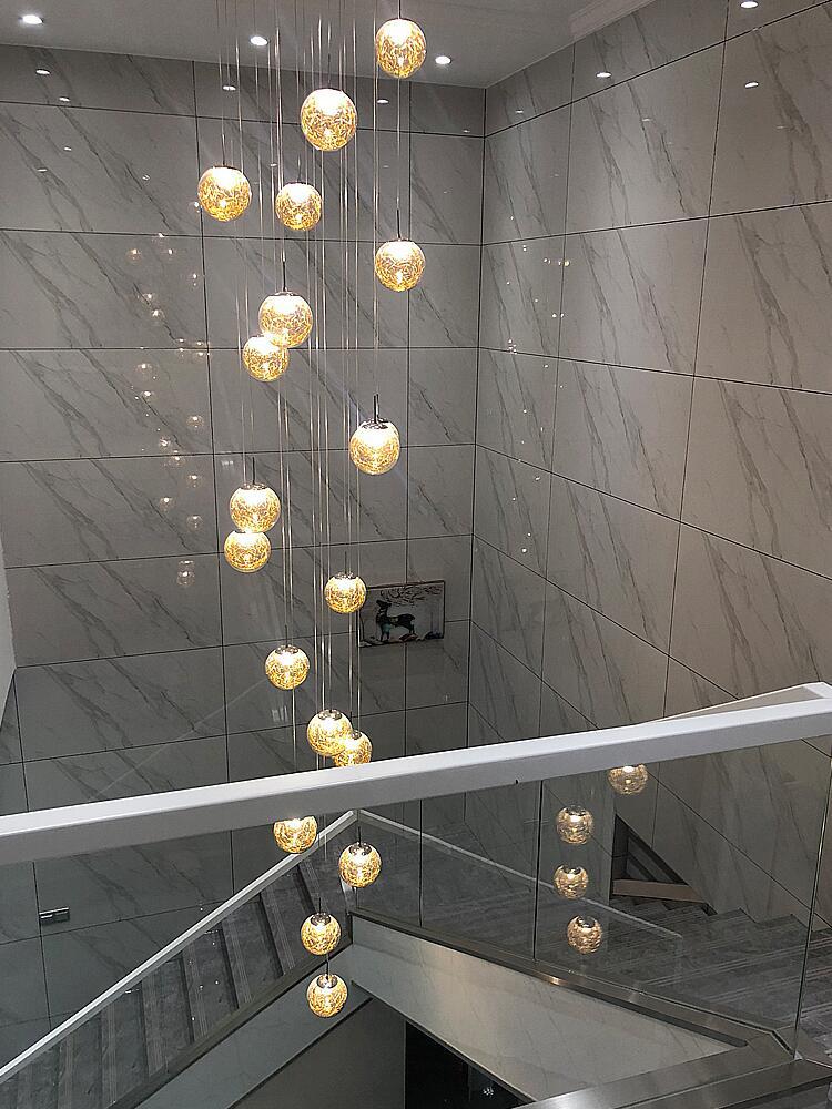 美式楼梯吊灯复式楼客厅灯中空楼梯间楼道吊灯别墅楼梯灯长吊灯