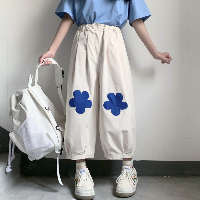 小雏菊裤子女潮ins宽松高腰直筒显瘦百搭学生垂感休闲灯笼阔腿裤