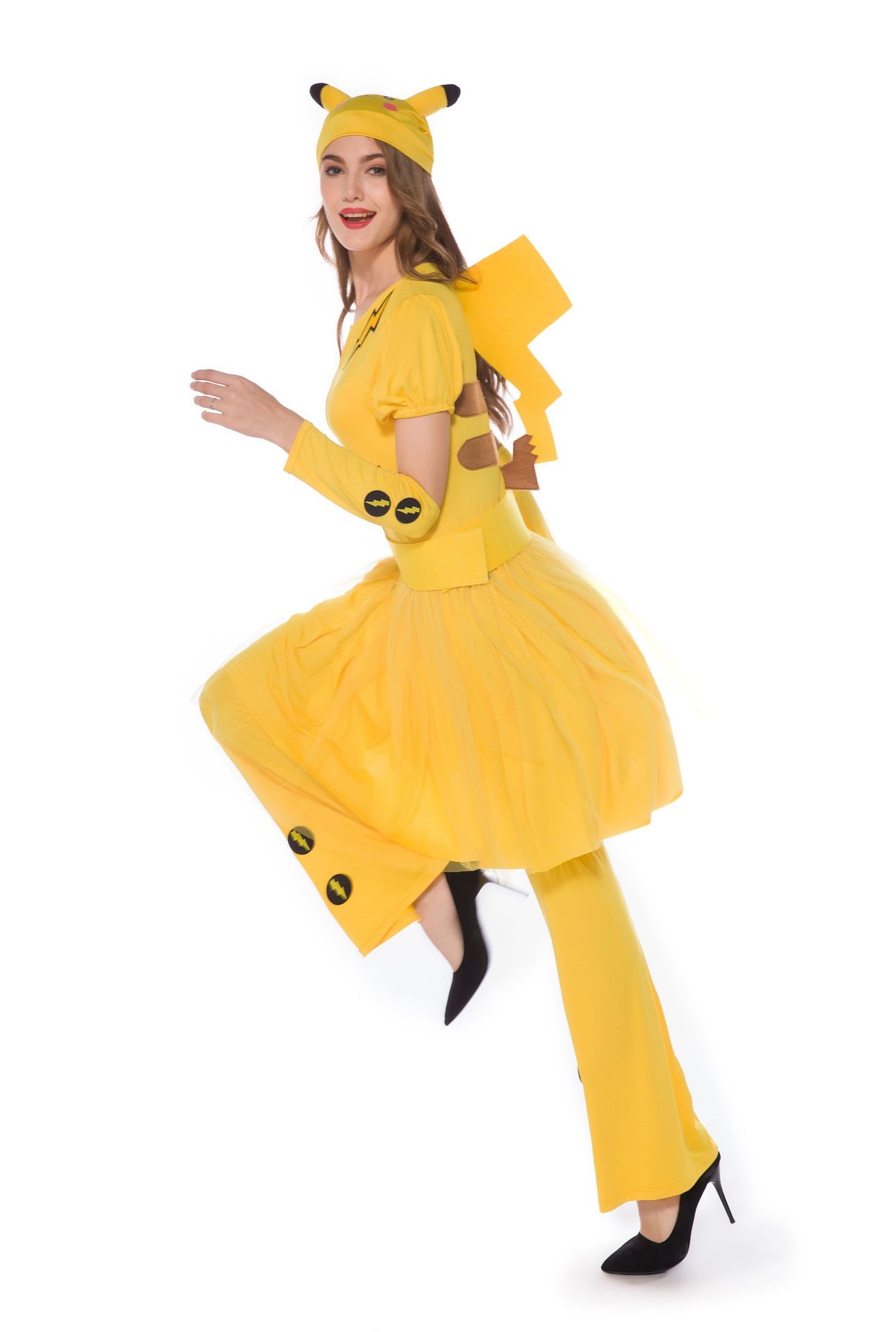 万圣节动漫人物cosplay 舞会舞台装成人女黄色 皮卡丘卡通动物装采购
