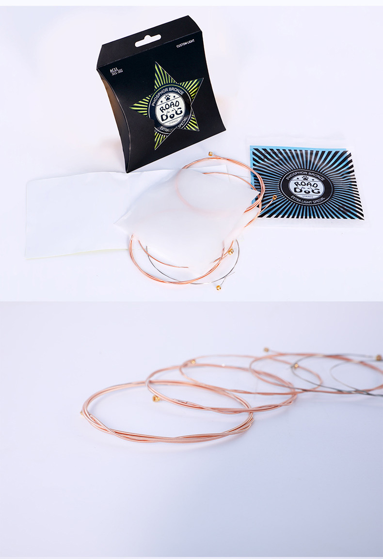 roaddog路狗 民谣吉他弦6根一套装 木吉它琴弦 覆膜弦线 磷铜材质