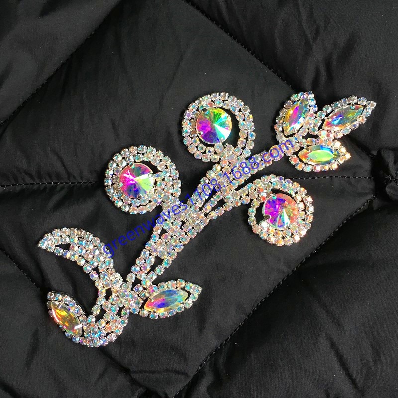 金ab彩色玻璃钻小花对花衣服裙子领部手缝钻花diy肚皮舞服贴钻花