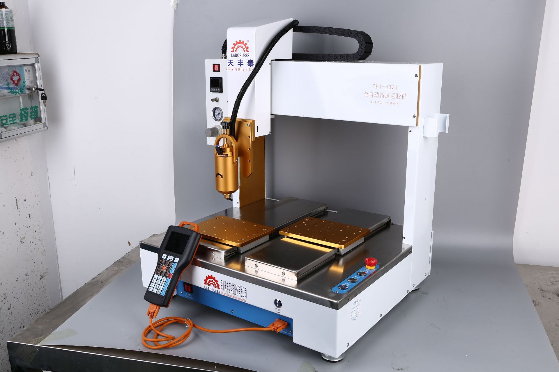 300ml热熔胶机 全自动四轴平台滴胶机热熔胶桌面点胶机自动化设备-阿