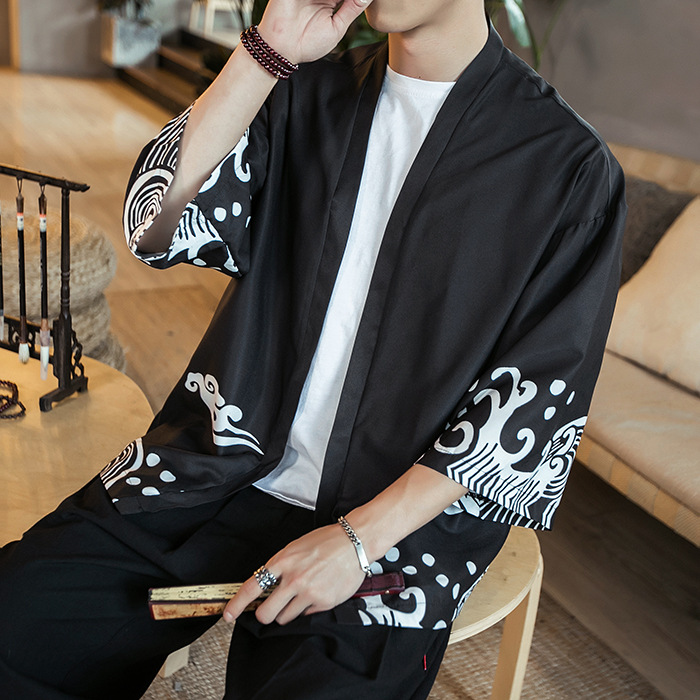 风佛系男装汉服男古风浮世绘日式和服羽织开衫防晒衣道袍披风