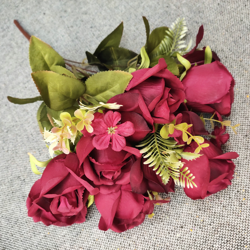 Factory Wholesale 11 Polish Rose Buds Home Photography Wedding Handmade Flowers Artificial/Fake Flower Roses