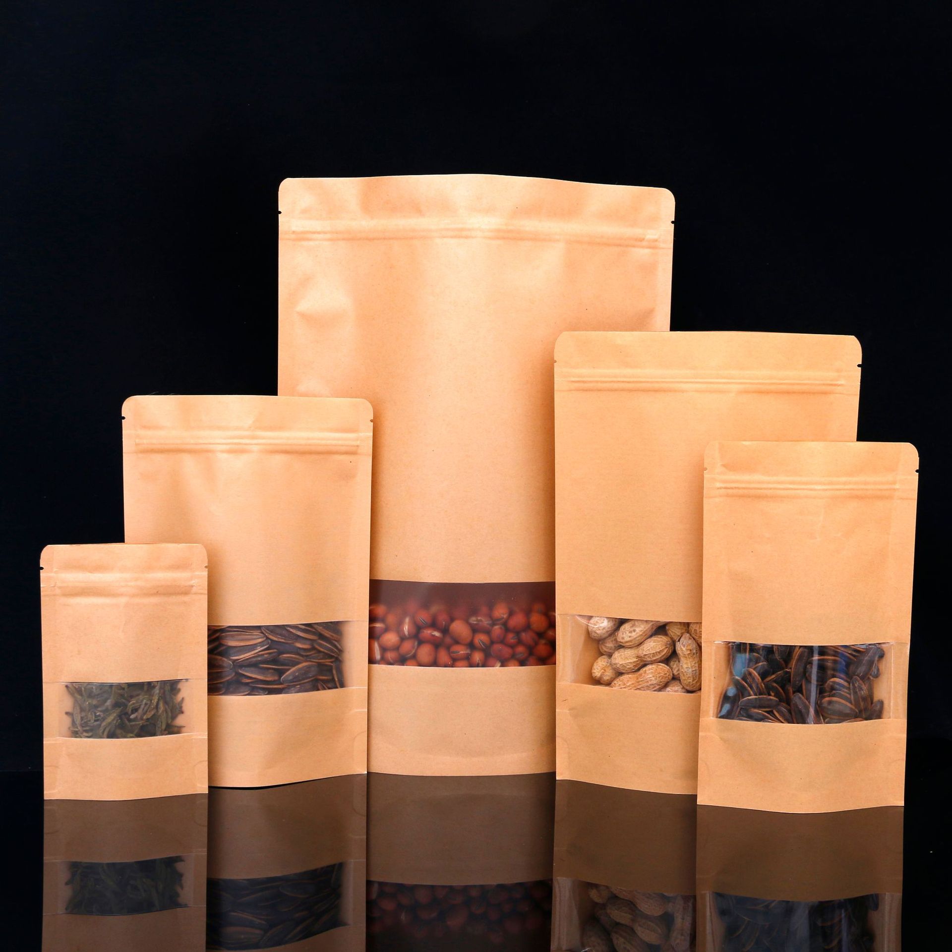 磨砂开窗牛皮纸袋定制自立自封袋食品袋干果茶叶密封包装袋子定做