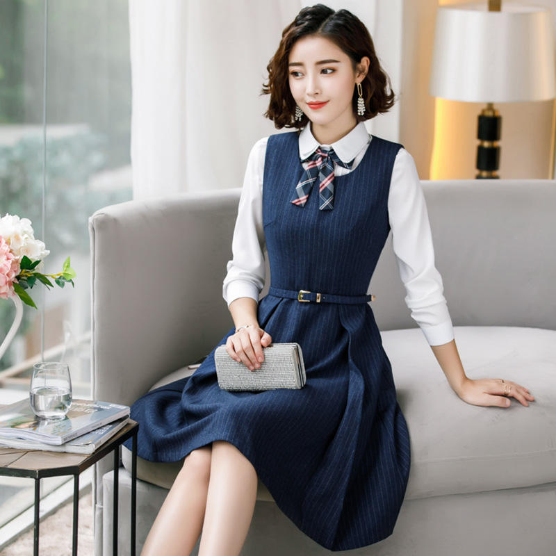 幼儿园教师园服工作服女幼师连衣裙秋冬季职业装面试套装老师服装