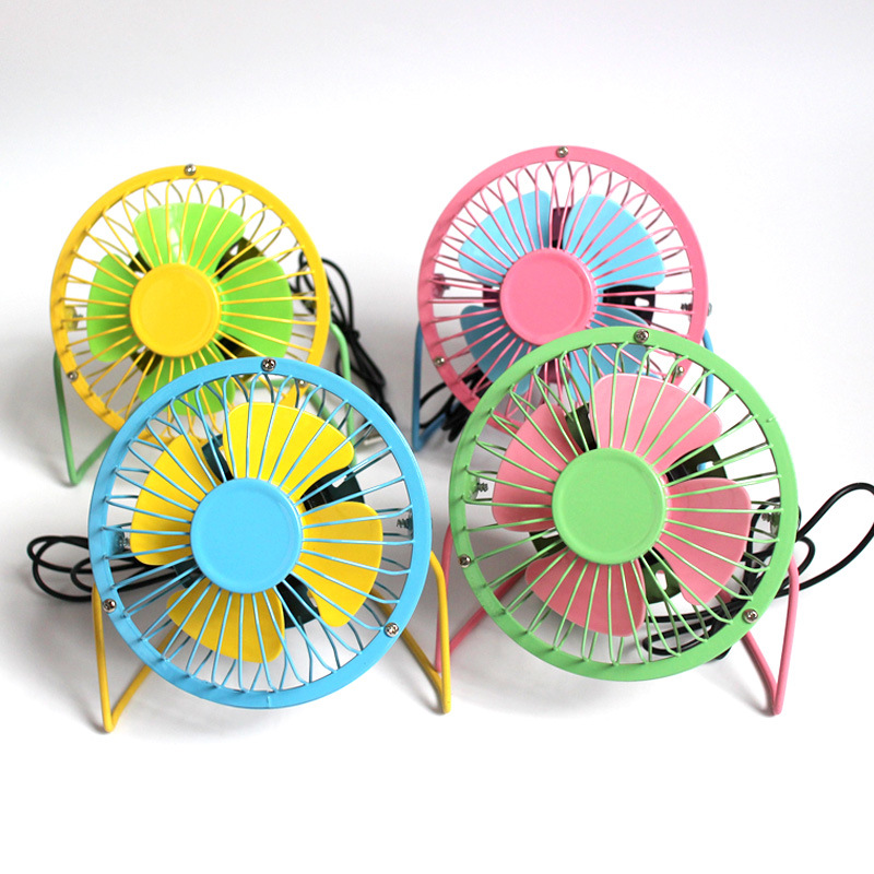 办公桌面超静音小电风扇 创意卡通金属迷你usb风扇 4寸 彩色风扇