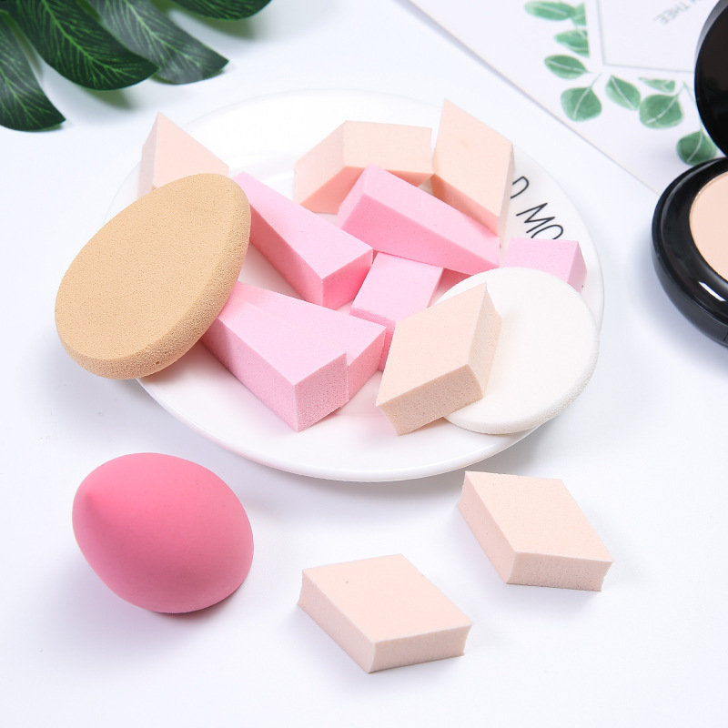 美丽说粉扑水滴化妆海绵块干湿两用上妆吸水果冻粉扑五角三角多款