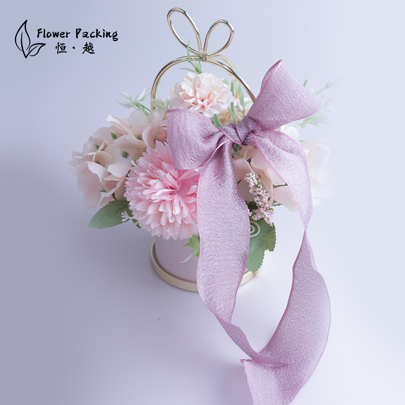 新款木棉纱纱带卷4cm*25码高档韩版蝴蝶结材料缎带花艺花束丝带