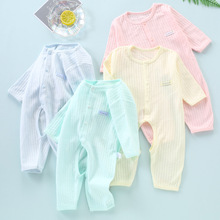 婴儿连体衣夏季棉质空调服薄款宝宝哈衣九分袖新生儿衣服儿童爬服