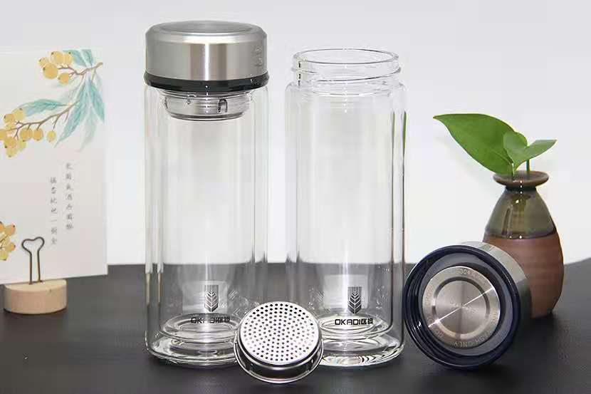 匡迪玻璃杯248号双层水晶杯高硼硅茶杯商务礼品定制泡茶批发水杯