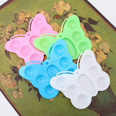 小号(白,蓝,粉,绿)个性创意蝴蝶形多功能颜料调色盘四色可选