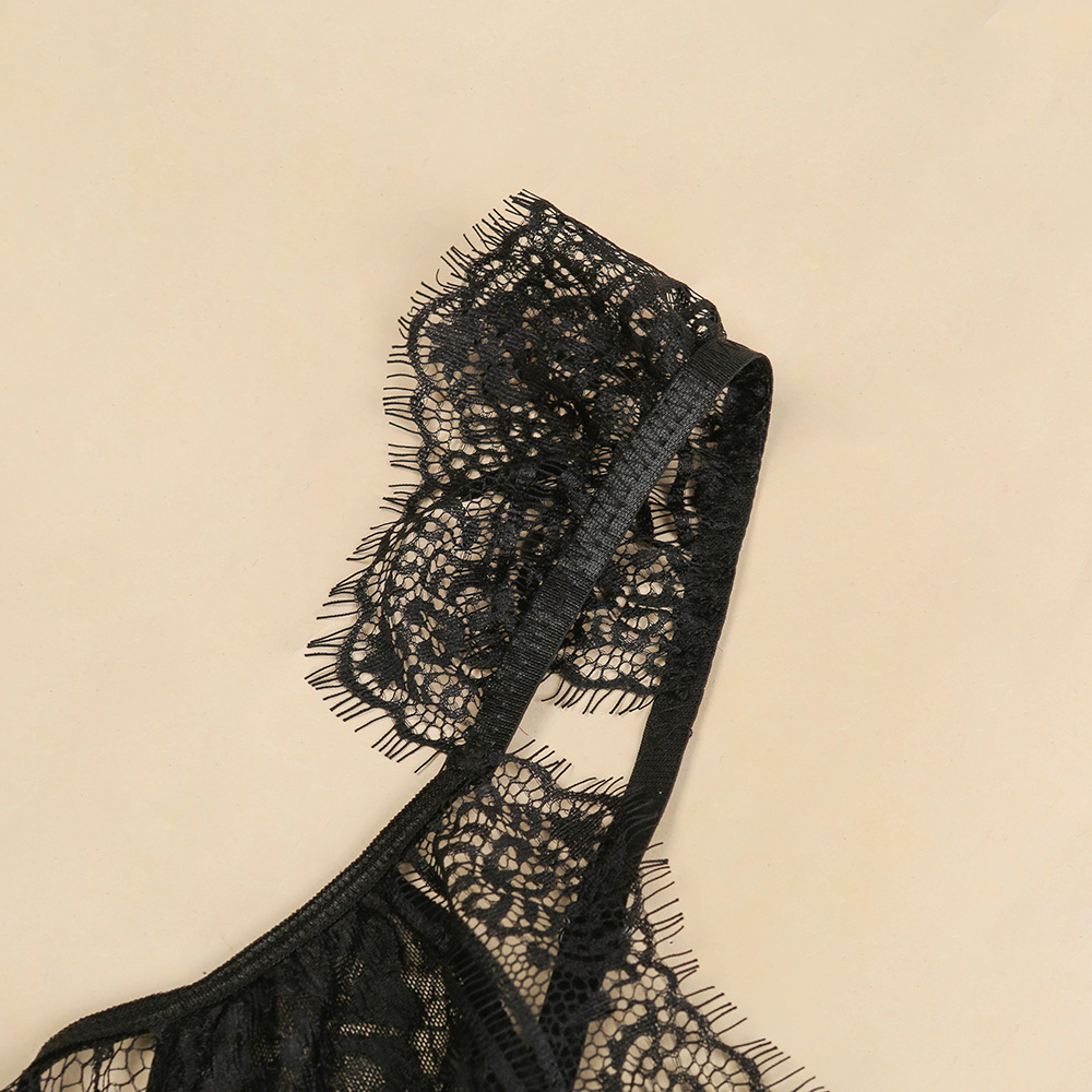 跨境新品2020热销爆款性感蕾丝绑带女吊带分体情趣内衣套装11398