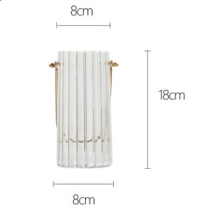 Nordic Simple Metal Portable Vertical Grain Glass Small Vase Light Luxury Texture Home Decoration