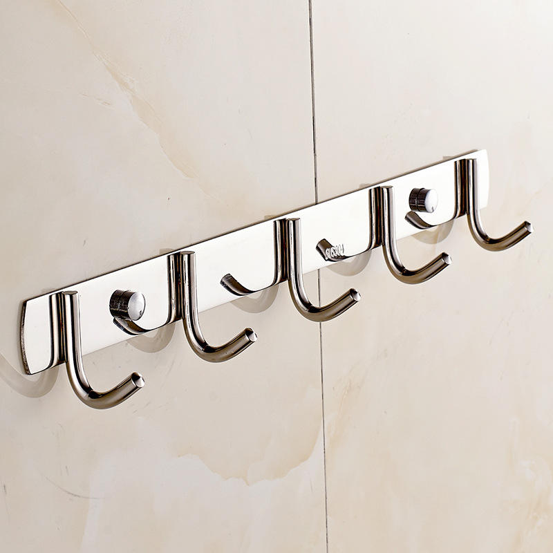 不锈钢排钩厨卫挂钩浴室免打孔毛巾钩卫生间置物钩卧室衣帽收纳钩