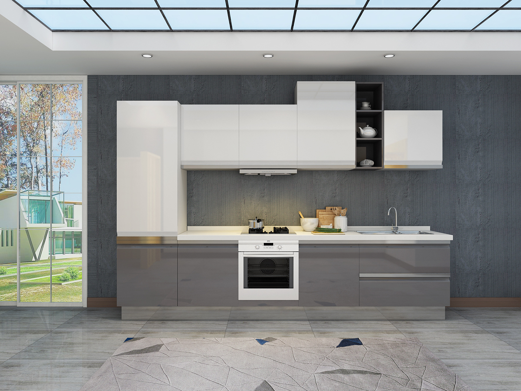 橱柜厂家批量定制生产组合高光烤漆橱柜出口高质量整体厨房橱柜