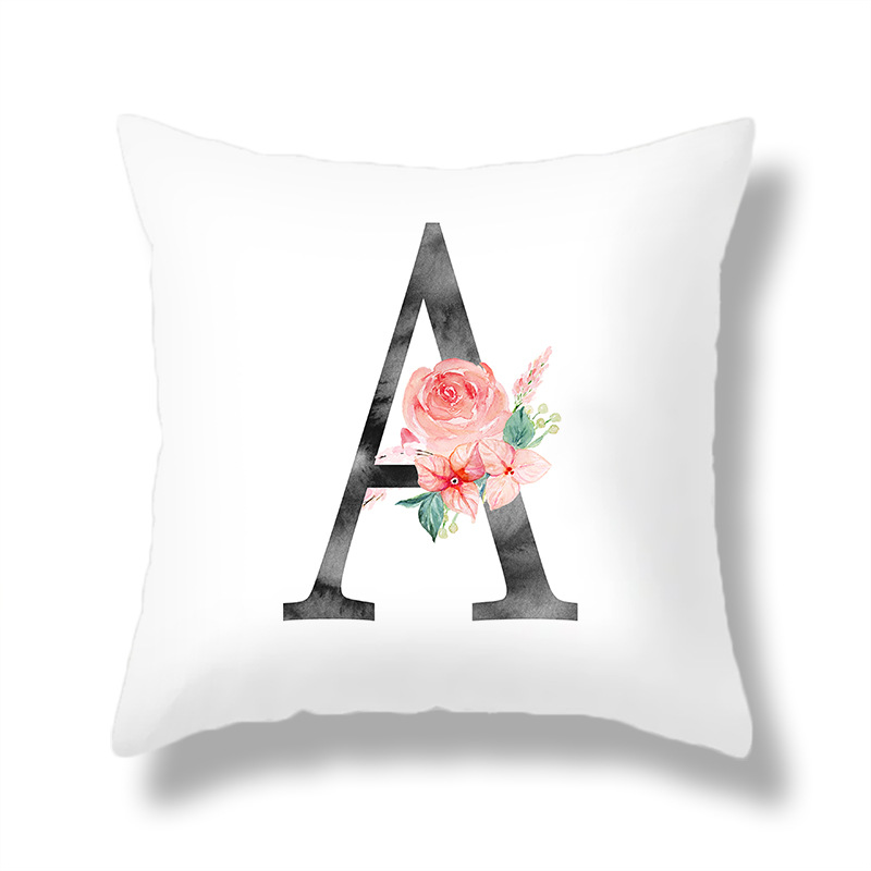 桃皮绒英文字母系列枕套绒布抱枕亚马逊速卖通跨境热卖一件代发